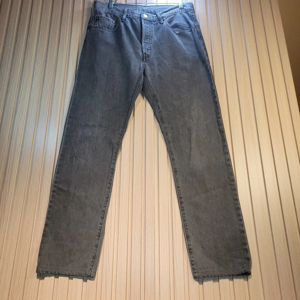 Levis 501 Original Fit Mens Gray Straight Leg Button Fly Denim Jeans 31x32